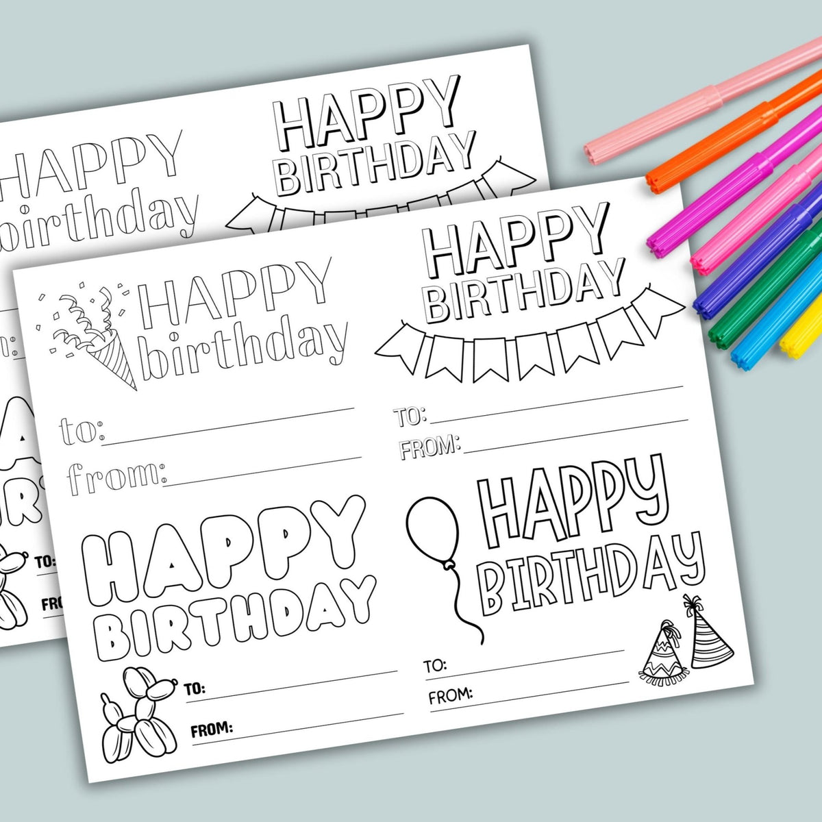 Happy Birthday Cards - Printable Instant Download - The Note House