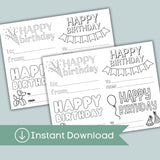 Happy Birthday Cards - Printable Instant Download - The Note House