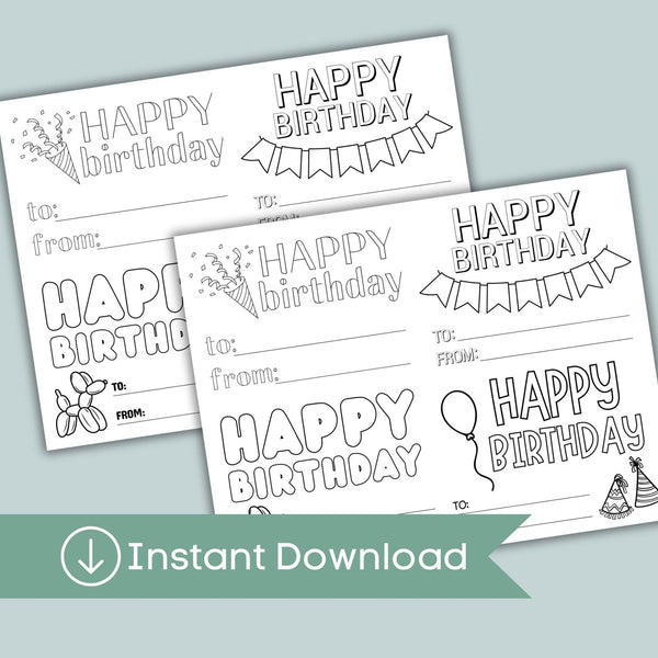 Happy Birthday Cards - Printable Instant Download - The Note House