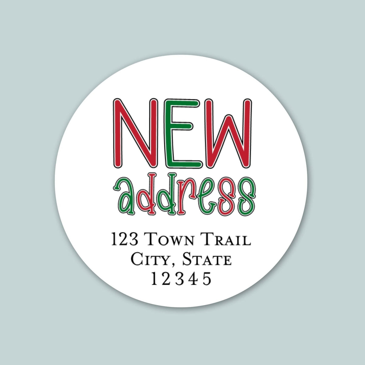 Holiday New Address - We've Moved Round Address Label - The Note House