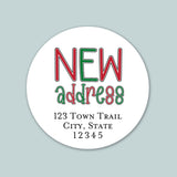 Holiday New Address - We've Moved Round Address Label - The Note House