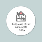 House and Heart - We've Moved Round Address Label - The Note House