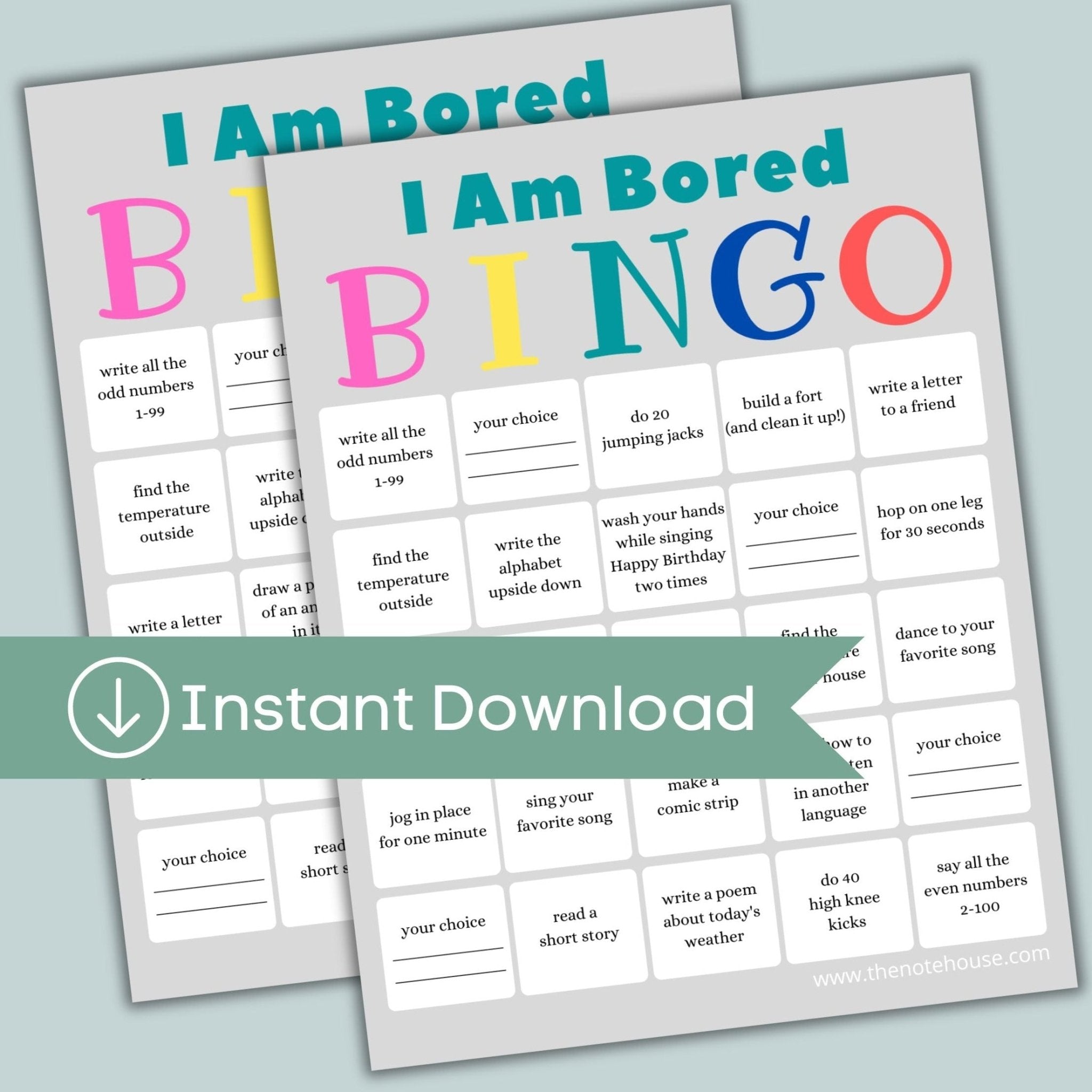 I'm Bored Bingo for Kids - Printable Instant Download – The Note House