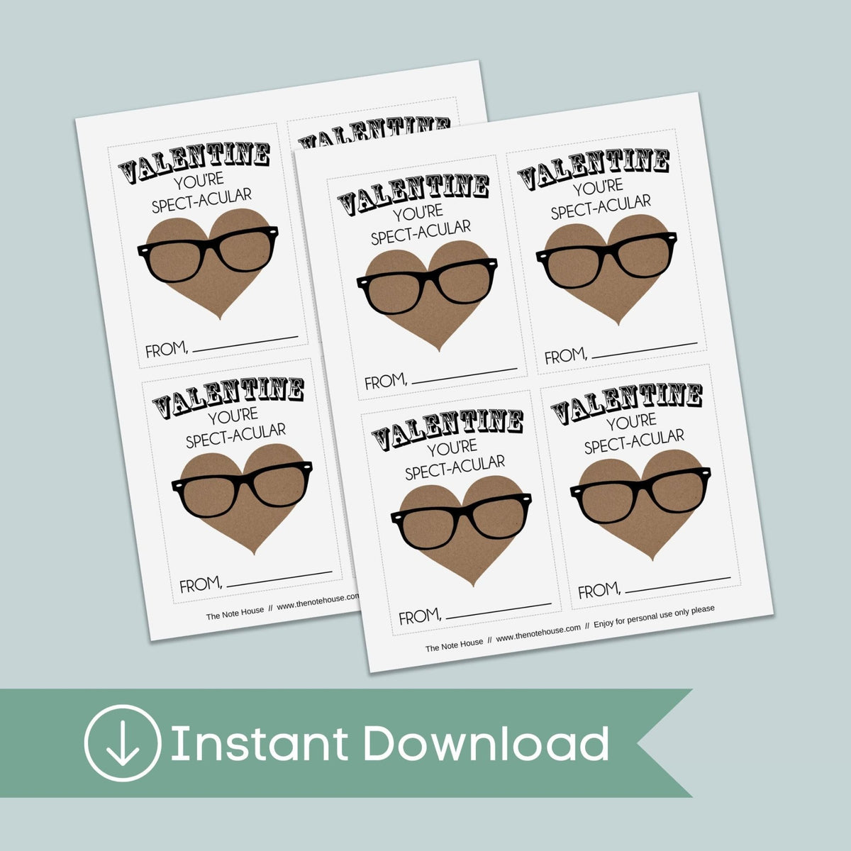 Spectacles - Classroom Valentine's Day Cards - Printable Instant Download - The Note House